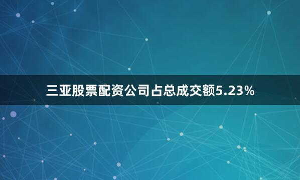 三亚股票配资公司占总成交额5.23%